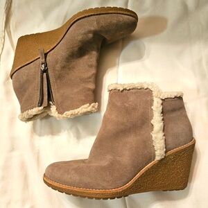 Cole Haan Women's Suede Wedge Booties Boots
